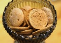 Black Glass Bowl Filled with Rye Chips Royalty Free Stock Photo