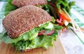 Healthy rye bread sandwich with radish