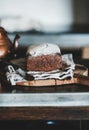 Healthy rye Swedish bread cut in slices on wooden board Royalty Free Stock Photo