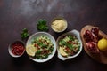 Healthy salad with couscous, fresh mint, cucumber, pomegranate, lemon and olive oil.