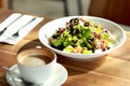 Healthy salad and a cup of coffee for lunch Royalty Free Stock Photo