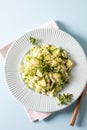 Healthy salad. Detox Spring vegan salad with cabbage, cucumber, green onion and parsley