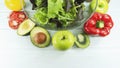 Healthy salad diet food,Healthy salad bowl on white wooden background, Have lunch time,vegetarian diet, food and health concep Royalty Free Stock Photo