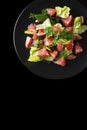 Healthy salad grapefruit and green leaves. Deliciouse dietary food. lose weigh. Copy space