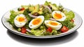 healthy salad with hard-boiled eggs