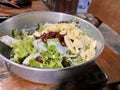 Healthy Salad Homemade Dinner Diet , Veggie, Salad Vegetables Organic, Lettuce, Apple, Bean , Thai Style.