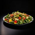 Healthy Salad On Plate: Photorealistic Advertising Photo With Simple Background