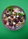 A healthy salad with roasted beetroot and feta