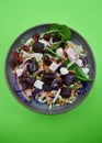 A healthy salad with roasted beetroot and feta