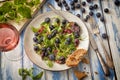 Healthy salad with rocket and blueberries Royalty Free Stock Photo