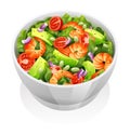 Healthy salad with shrimps, avocado and fresh vegetables illustration Royalty Free Stock Photo