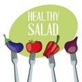 Healthy salad vegetables with fork Royalty Free Stock Photo