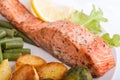 Healthy salmon with vegetables