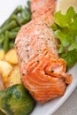 Healthy salmon with vegetables