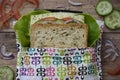 Healthy sandwich in a eco-friendly durable reusable sandwich bag Royalty Free Stock Photo