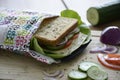 Healthy sandwich in a eco-friendly durable reusable sandwich bag Royalty Free Stock Photo