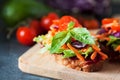 Healthy sandwich made of a fresh ciabbata with fresh vegan ingredients Royalty Free Stock Photo