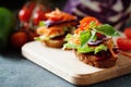 Healthy sandwich made of a fresh ciabbata with fresh vegan ingredients Royalty Free Stock Photo