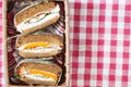 Healthy sandwich made of a fresh rye roll with tasty ingredients Royalty Free Stock Photo