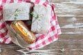 Healthy sandwich made of a fresh rye roll with tasty ingredients Royalty Free Stock Photo