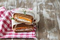 Healthy sandwich made of a fresh rye roll with tasty ingredients Royalty Free Stock Photo