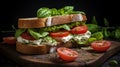 Healthy Sandwich Meal on Black Background Studio generated by AI tool