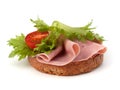 Healthy sandwich with vegetable and smoked ham