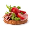 Healthy sandwich with vegetable and smoked ham Royalty Free Stock Photo