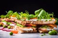 Healthy sandwiches on top of a white marble countertop