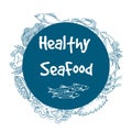 Healthy seafood circle banner