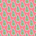 Healthy seamless pattern with fruits avocado