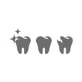 Healthy and shiny tooth and a caries icon set