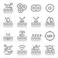 Healthy Skin icons set vector illustration. Contains such icon as Skin Care, UV Protection, Cell, Dry Skin Expanded Stroke