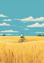 Healthy sky active outdoor cycling biking sport nature field young summer bicycle Royalty Free Stock Photo