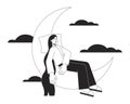 Healthy sleep hygiene bw concept vector spot illustration