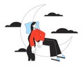 Healthy sleep hygiene flat line concept vector spot illustration