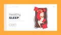 Healthy Sleep Landing Page Template. Pregnant Woman Sleeping With Maternity Pillow Support For Optimal Sleep Top View