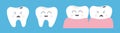 Healthy smiling tooth gum icon set line. Crying bad ill teeth caries care, gum. Cute cartoon kawaii funny character. Oral dental Royalty Free Stock Photo