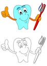 Healthy smiling tooth with toothpaste and toothbrush