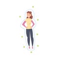 Healthy Smiling Woman Protected from Bacterias, Viruses and Germs, Strong Immune System Concept Cartoon Style Vector
