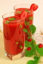 Healthy smoothies made of strawberries