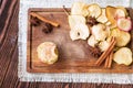 Healthy snack. Apple and pear dried chips Royalty Free Stock Photo