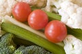 A Healthy Snack: Cauliflower, Broccoli, Tomatoes, and Celery