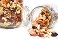 Healthy snack food trail mix of mixed nuts and dried fruits Royalty Free Stock Photo