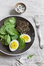 Healthy snack - fresh spinach and egg