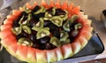 Fresh fruit chopped into watermelon bowl Royalty Free Stock Photo