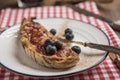 Healthy snack with peanut butter and strawberry jam Royalty Free Stock Photo