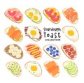 Healthy Sourdough Toast Gourmet Open-Face Sandwich Collection. Packed with nutritious ingredients like salmon, egg, avocado,