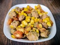 Healthy soya chunk fry with corn and vegetables