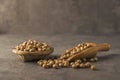 healthy soybean on dark background Royalty Free Stock Photo